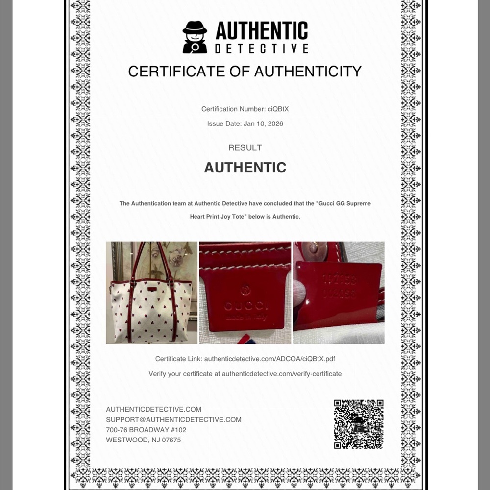 Gucci GG Supreme Heart Print Joy Tote Bag with COA EUC - Picture 3 of 17
